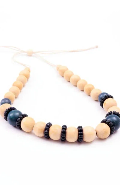 Likha Pompa Wooden Necklace In Neutral