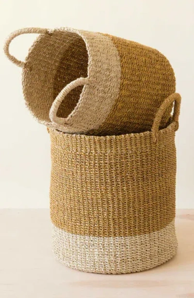 Likha Cylinder Floor Basket With Handles, Set Of 2 In Brown