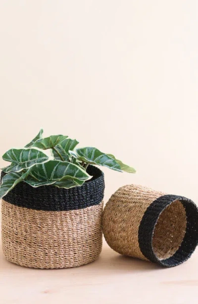 Likha Cylinder Tabletop Basket, Set Of 2 In Brown