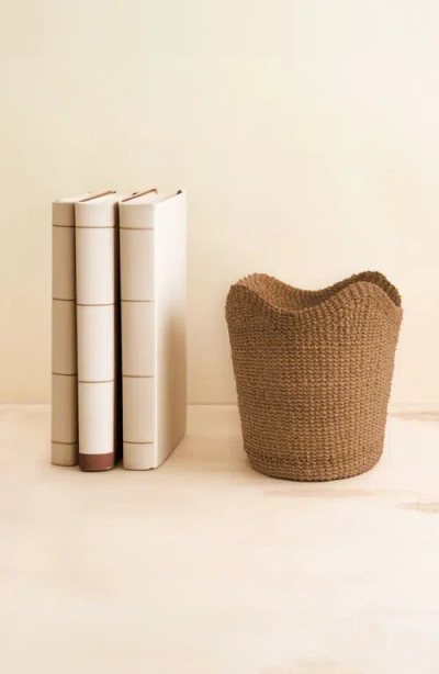 Likha Brown Small Tan Scallop Tabletop Basket In Brown