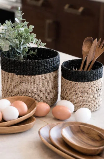 Likha Cylinder Tabletop Basket, Set Of 2 In Brown