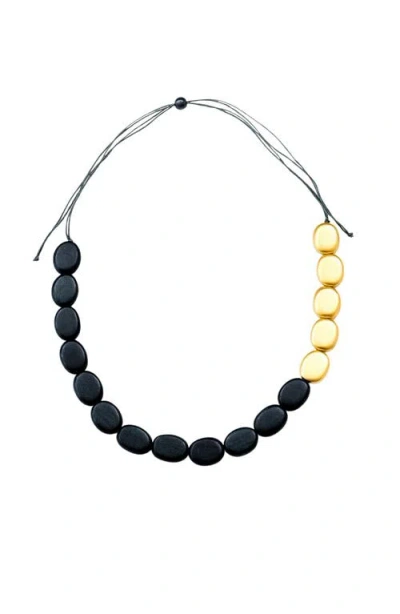 Likha Guija Wooden Necklace In Black
