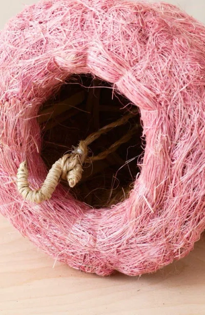 Likha Coco Coir Hanging Planter For Air Plants In Pink