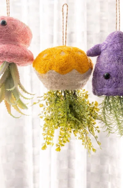 Likha Coco Coir Hanging Planter For Air Plants In Yellow