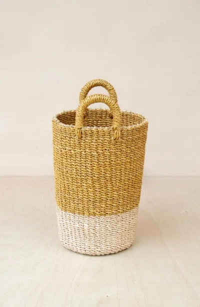 Likha Cylinder Vase Basket With Handles In Yellow