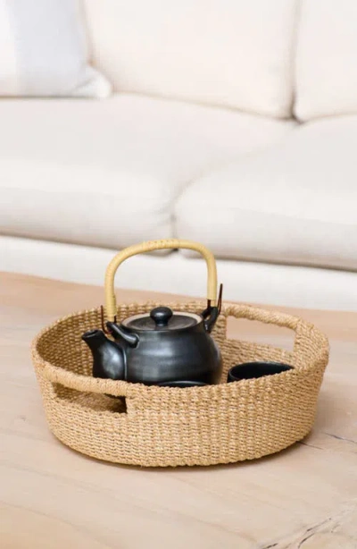 Likha Round Tray With Cutout Handles In Neutral