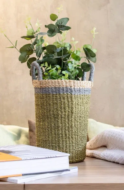 Likha Cylinder Vase Basket With Handles In Green