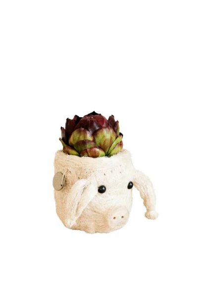 Likha Animal Head Coco Coir Planters In Neutral