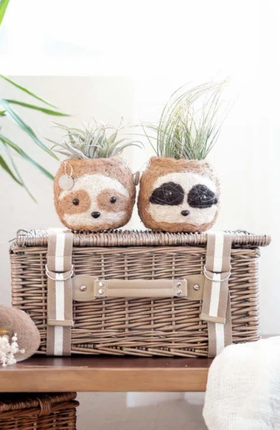 Likha Animal Head Coco Coir Planters In Brown
