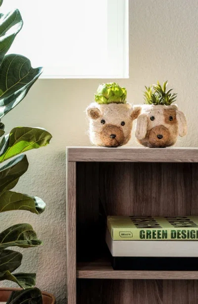 Likha Animal Head Coco Coir Planters In Neutral