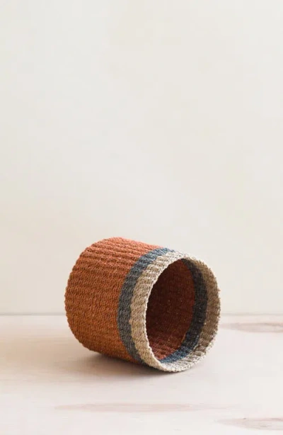Likha Cylinder Mini Tabletop Basket In Brown