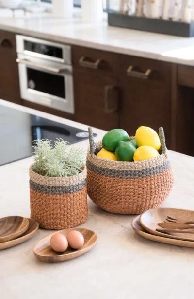 Likha Cylinder Mini Tabletop Basket In Brown