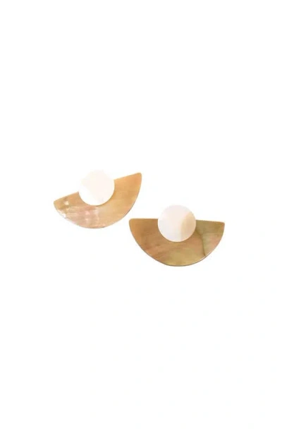 Likha 3-in-1 Mother-of-pearl Geometric Stud Earrings Set In Gold