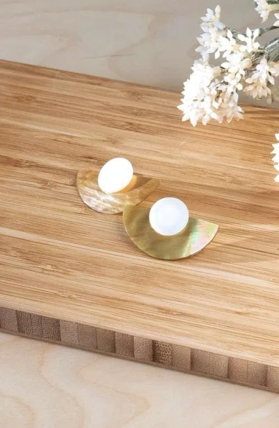 Likha 3-in-1 Mother-of-pearl Geometric Stud Earrings Set In Gold