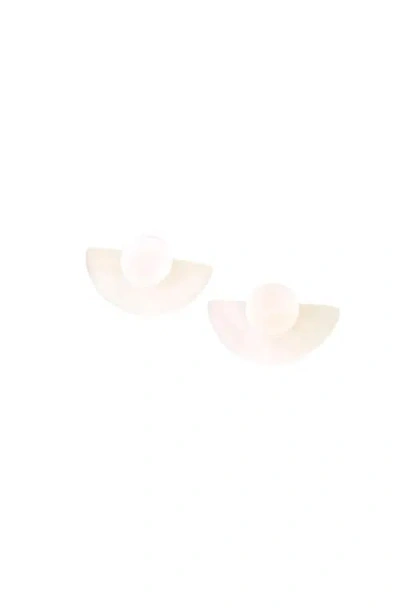 Likha 3-in-1 Mother-of-pearl Geometric Stud Earrings Set In White
