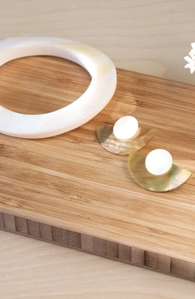 Likha 3-in-1 Mother-of-pearl Geometric Stud Earrings Set In Gold