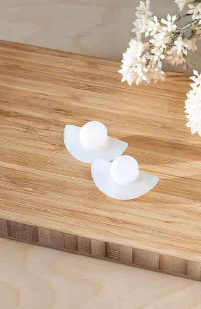 Likha 3-in-1 Mother-of-pearl Geometric Stud Earrings Set In White