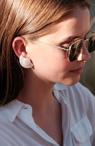 Likha 3-in-1 Mother-of-pearl Geometric Stud Earrings Set In White