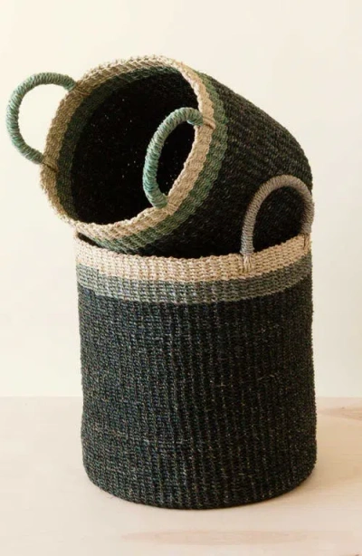 Likha Cylinder Floor Basket With Handles, Set Of 2 In Black