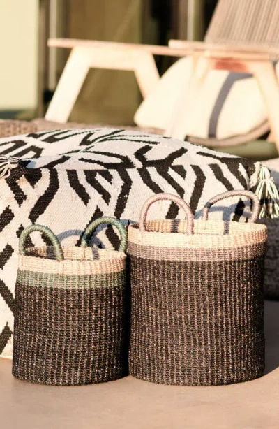 Likha Cylinder Floor Basket With Handles, Set Of 2 In Black