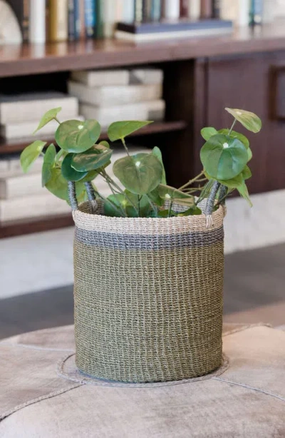 Likha Cylinder Floor Basket With Handles, Set Of 2 In Green