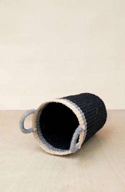 Likha Cylinder Vase Basket With Handles In Black