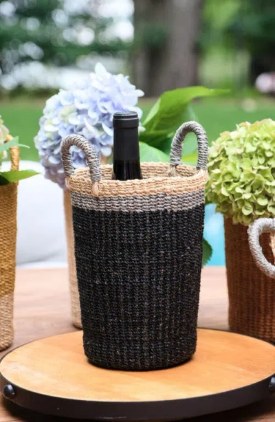 Likha Cylinder Vase Basket With Handles In Black