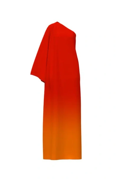 Diarrablu Satu One-shoulder Dress Ombra Sherbet Fsc® Certified Viscose In Orange