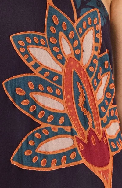 Diarrablu Handbeaded Satu Fsc® Certified Viscose One Shoulder Gown Razu Navy In Black