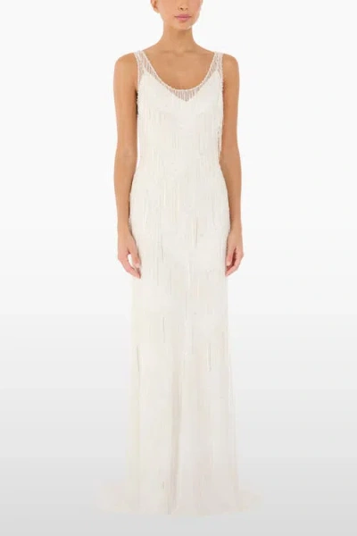 Jenny Packham Symphonie Fringed Dress In White