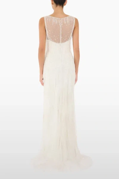 Jenny Packham Symphonie Fringed Dress In White