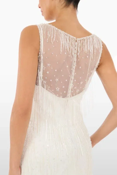 Jenny Packham Symphonie Fringed Dress In White