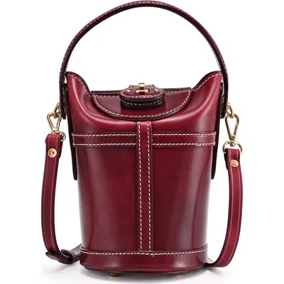 Old Trend Begonia Genuine Leather Vintage Bucket Crossbody In Burgundy