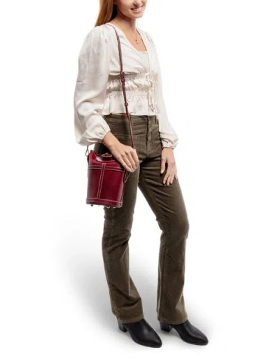 Old Trend Begonia Genuine Leather Vintage Bucket Crossbody In Burgundy