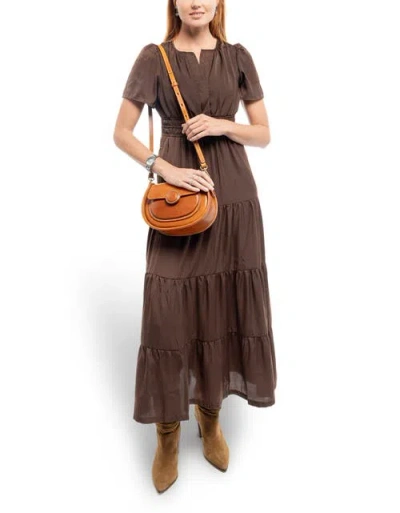 Old Trend Begonia Genuine Leather Vintage Compact Crossbody In Orange