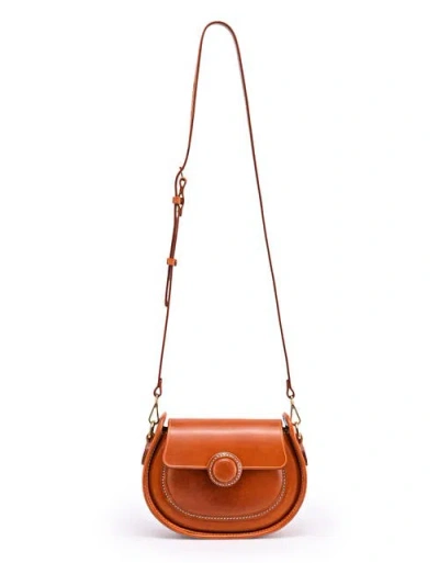 Old Trend Begonia Genuine Leather Vintage Compact Crossbody In Orange