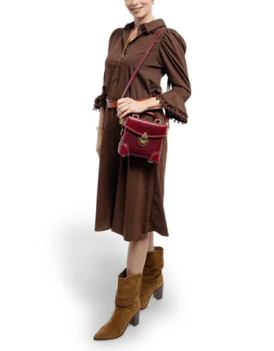 Old Trend Azalea Genuine Leather Vintage Box Crossbody In Burgundy