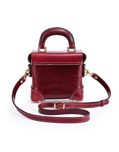 Old Trend Azalea Genuine Leather Vintage Box Crossbody In Burgundy