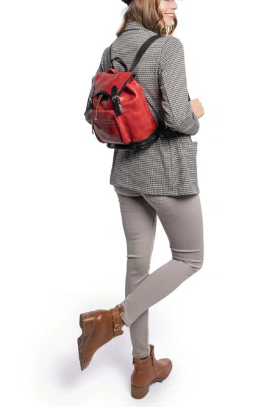 Old Trend Ficus Genuine Leather Durable Travel Backpack In Red