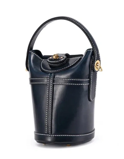 Old Trend Begonia Genuine Leather Vintage Bucket Crossbody In Blue