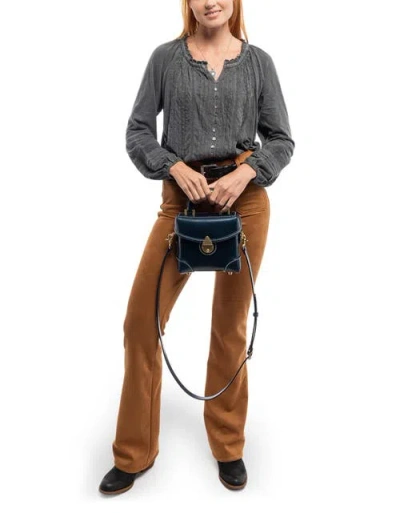 Old Trend Azalea Genuine Leather Vintage Box Crossbody In Blue