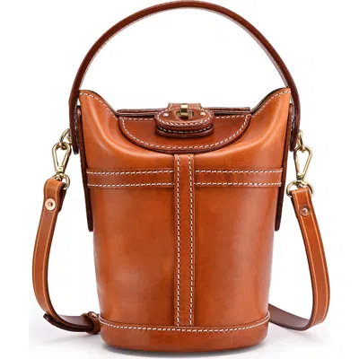 Old Trend Begonia Genuine Leather Vintage Bucket Crossbody In Brown