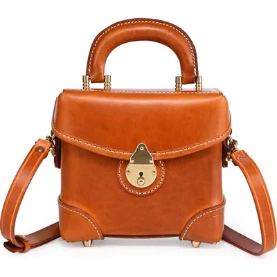 Old Trend Azalea Genuine Leather Vintage Box Crossbody In Orange