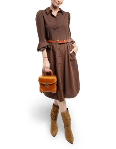 Old Trend Azalea Genuine Leather Vintage Box Crossbody In Orange