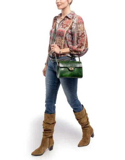 Old Trend Laurel Genuine Leather Vintage Slim Crossbody In Green