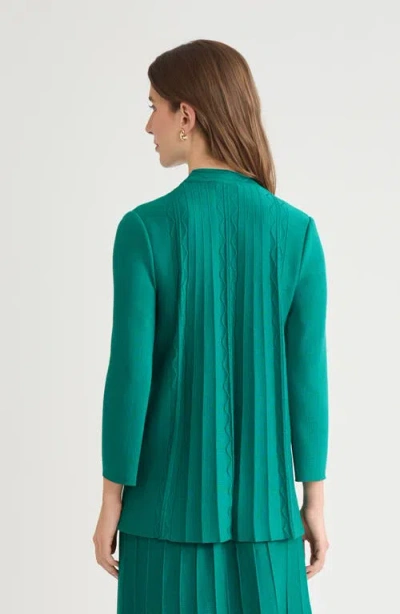 Ming Wang Tonal Multi-stitch Flared Soft Knit Tunic In Green