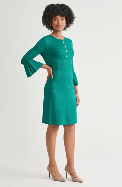 Ming Wang Tonal Multi-stitch Sheath Dress In Green