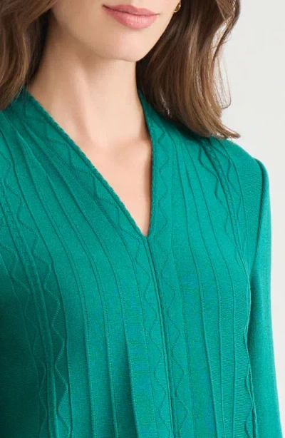 Ming Wang Tonal Multi-stitch Flared Soft Knit Tunic In Green