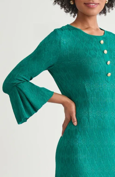 Ming Wang Tonal Multi-stitch Sheath Dress In Green