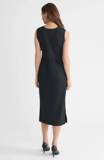 Ming Wang Stretch Deco Crepe Sheath Midi Dress In Black